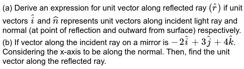 A ray of light is incident on a plane mirror along a vector hat i+hat j