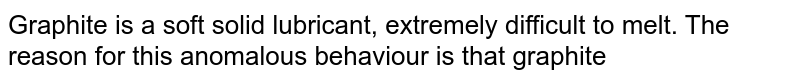 Graphite is a soft solid lubricant, extremely difficult to melt. The reason for this anomalous behaviour is that graphite