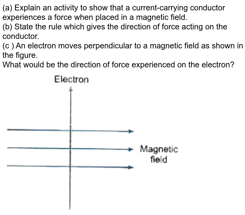 An electron moves perpendicular to a field as shown in th