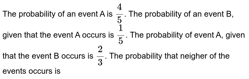 The Probability Of Event A Is '(5)/(6)' And Probability Of Event B ...