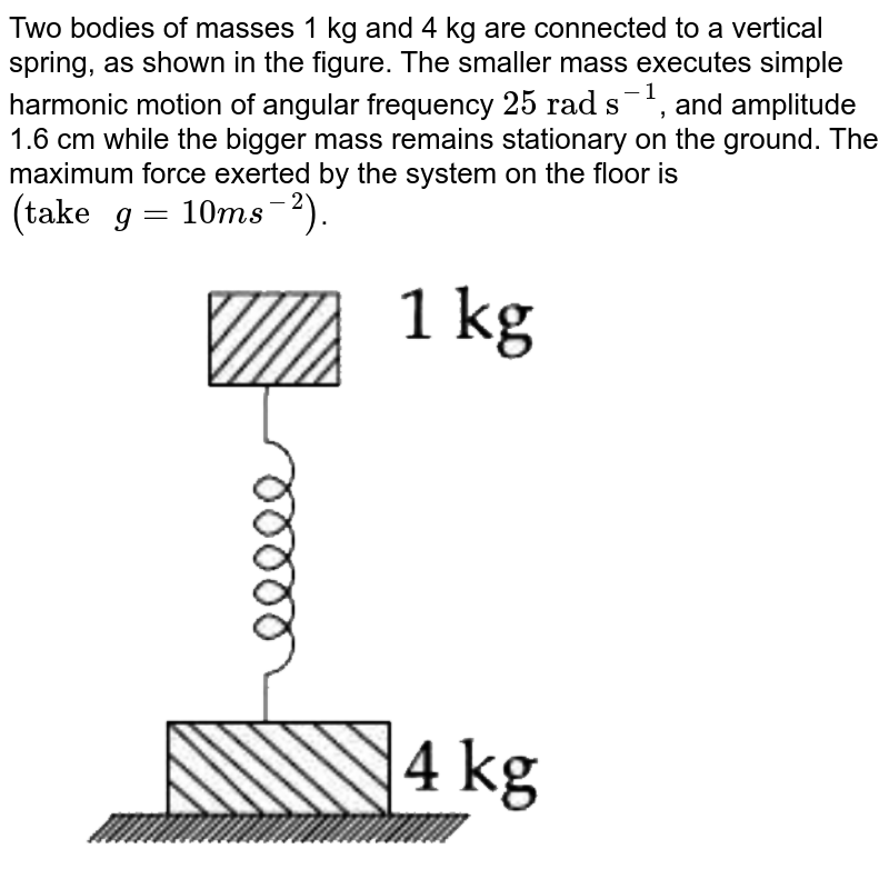 There Are Two Bodies Of Masses 100kg And 1000kg Two bodies of masses 1 kg and 4 kg are connected to a vertical spring