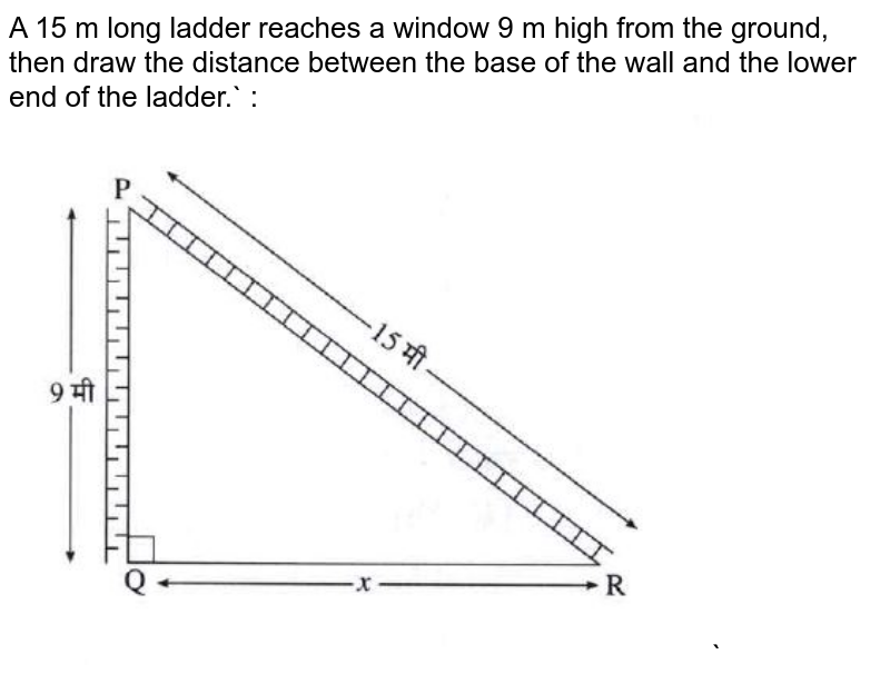 A 15 m long ladder reached a window 12 m high from the ground on