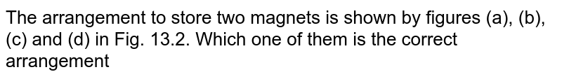 The arrangement to store two magnets is shown by figures (a), (b), (c) and (d) in Fig. 13.2. Which one of them is the correct arrangement 