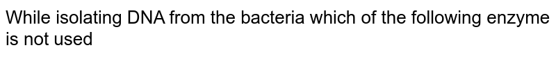 While isolating DNA from the bacteria which of the following enzyme is not used 