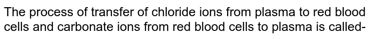 The process of flow of chloride ions from plasma to RBC and process of flow of carbonate ions from RBC to plasma is called