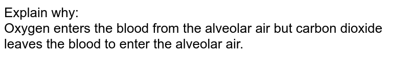 Explain why: Oxygen enters the blood from the alveolar air but carbon dioxide leaves the blood to enter the alveolar air.