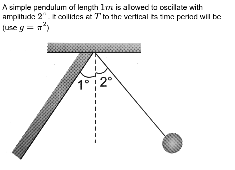 A simple pendulum of length 1m is allowed to oscillate with amplitude 2