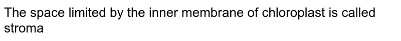 The space limited by the inner membrane of chloroplast is called stroma