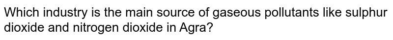 Which industry is the main source of gaseous pollutants like sulphur dioxide and nitrogen dioxide in Agra?