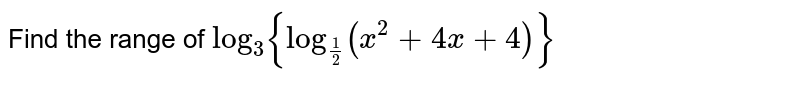 Find the range of  `log_3{log_(1/2)(x^2+4x+4)}`