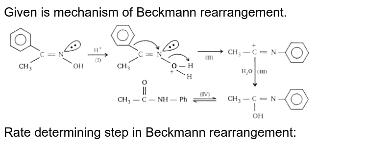 Given is mechanism of Beckmann rearrangement. Rate determining step in Beckmann rearrangement: