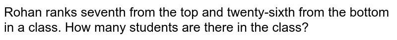 Rohan ranks seventh from the top and twenty-sixth from the bottom in a class. How many students are there in the class?