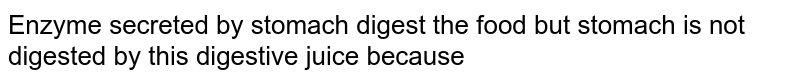 Enzyme secreted by stomach digest the food but stomach is not digested by this digestive juice because