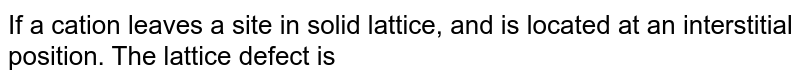 If a cation leaves a site in solid lattice, and is located at an interstitial position. The lattice defect is