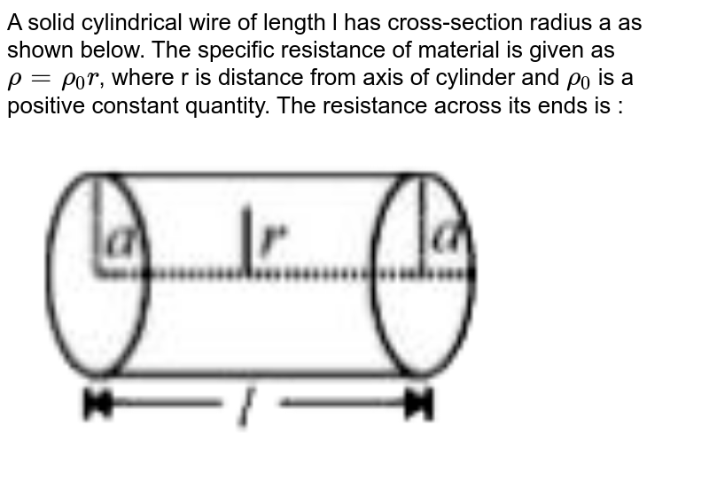 A cylinder solid has length L and radius r is having varying resis