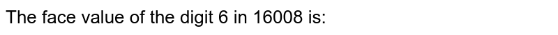 The face value of the digit 6 in 16008 is: