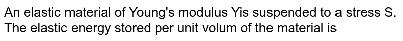 An elastic material of Young's modulus Yis suspended to a stress S. The elastic energy stored per unit volum of the material is