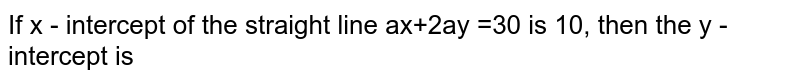If x - intercept of the straight line ax+2ay =30 is 10, then the y -intercept is