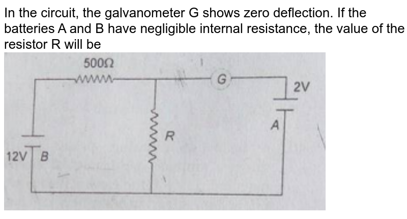 In The Circuit Shown In The Figure The Galvanometer ‘G’ Gives Zer