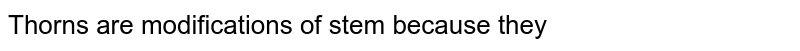 Thorns are modifications of stem because they