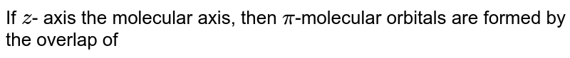 If z - axis the molecular axis, then pi -molecular orbitals are formed by the overlap of