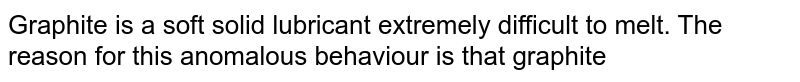 Graphite is a soft solid lubricant extremely difficult to melt. The reason for this anomalous behaviour is that graphite