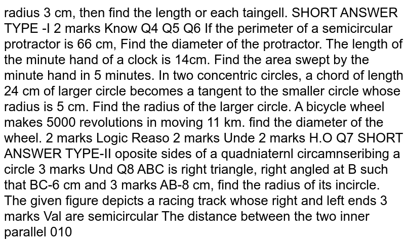  If the perimeter of a semicircular protractor is 66 cm, Find the diameter of the protractor. 