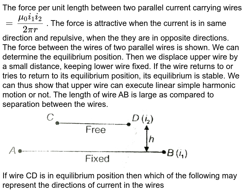 The force per unit length between two parallel current carrying wires