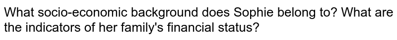 What socio-economic background does Sophie belong to? What are the  indicators of her family's financial status?