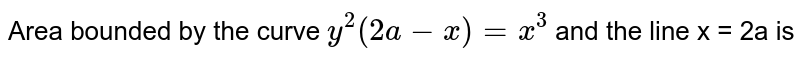 Area bounded by the curve `y^(2) (2a - x) = x^(3)` and the line x = 2a is