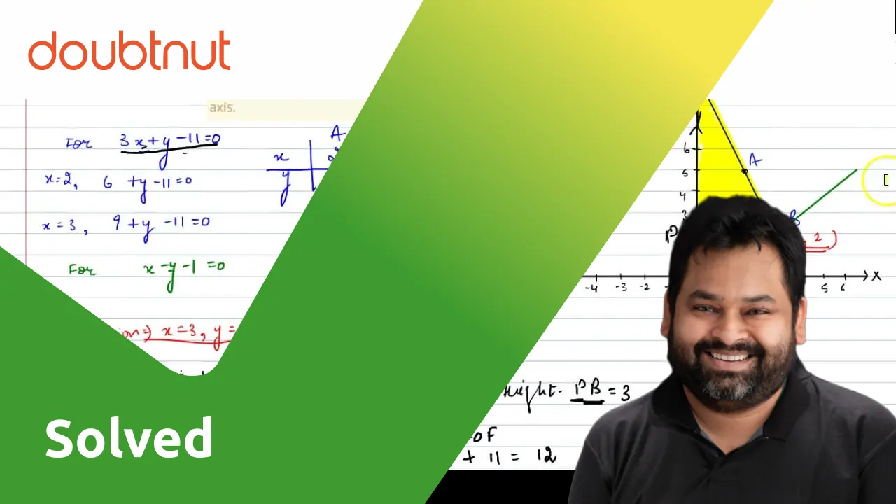 Solve the following system of linear equations graphically: 3x+y-11=