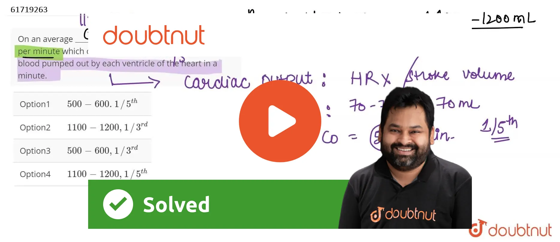 On an average "" ml of blood is filtred by the kidneys per minute whic