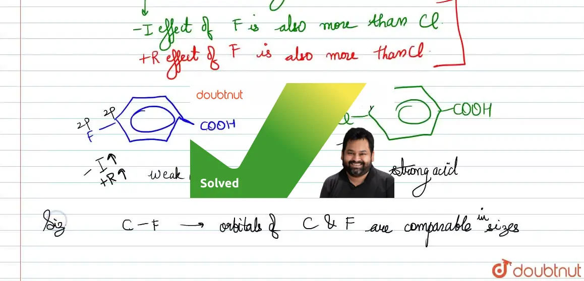 Fluorine is more electronegative than chlorine but pfluorobenzoic aci