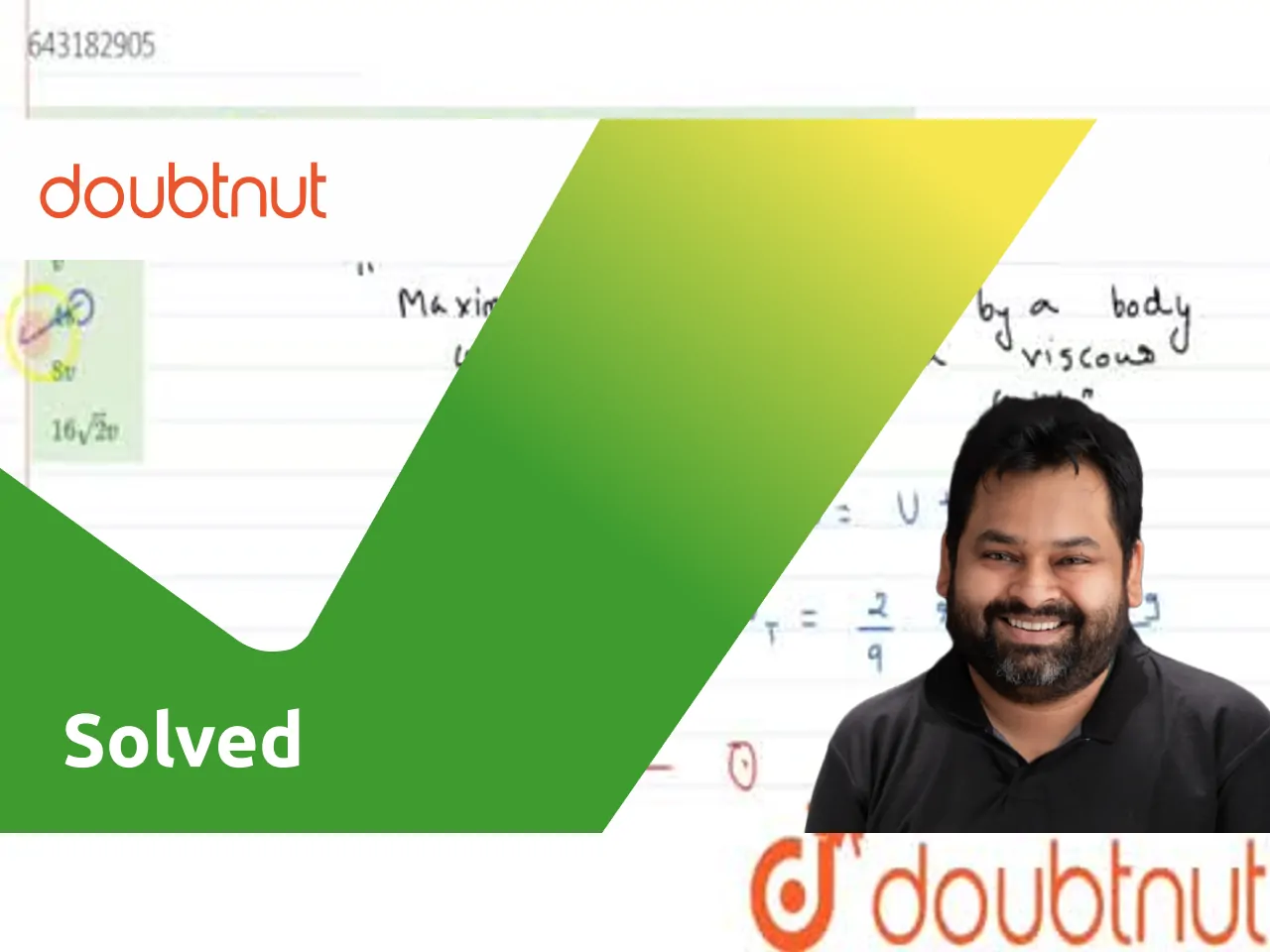 A steel ball of mass m falls in a viscous liquid with terminal velocit