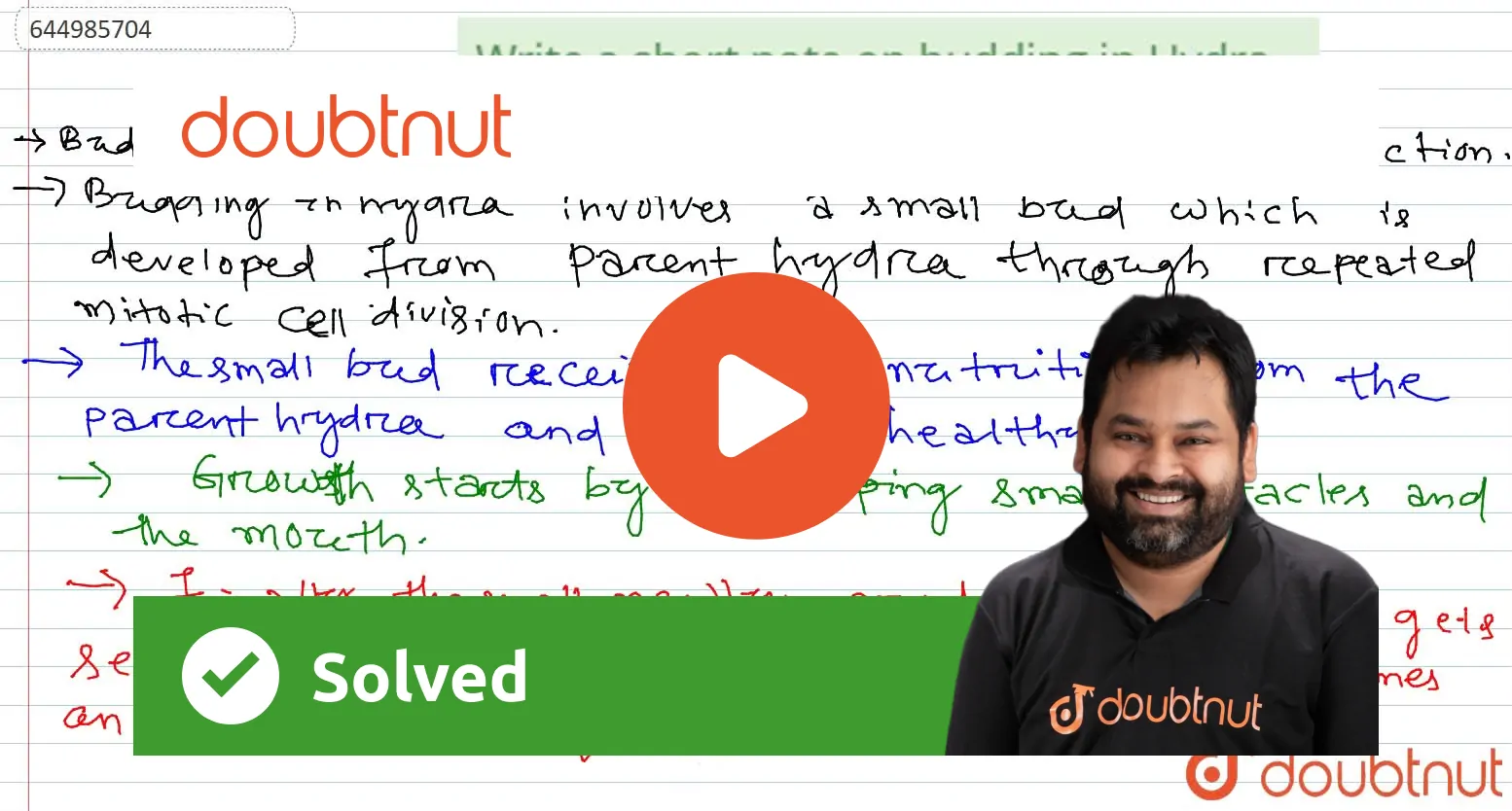 [Odia Solution] Write a short note on budding in Hydra.