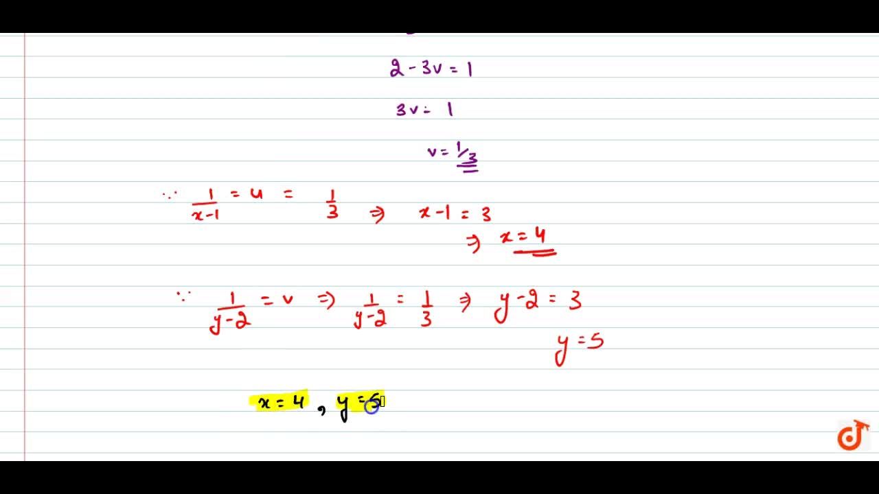 Solve The Following System Of Equations 5 X 1 1 Y 2 2 6 X 1 3 Y 2 1