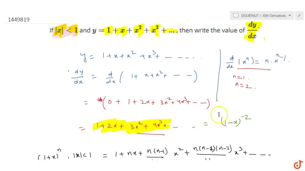 If X 1 And Y 1 X X 2 X 3 Then Write The Value Of Dy Dx Dot
