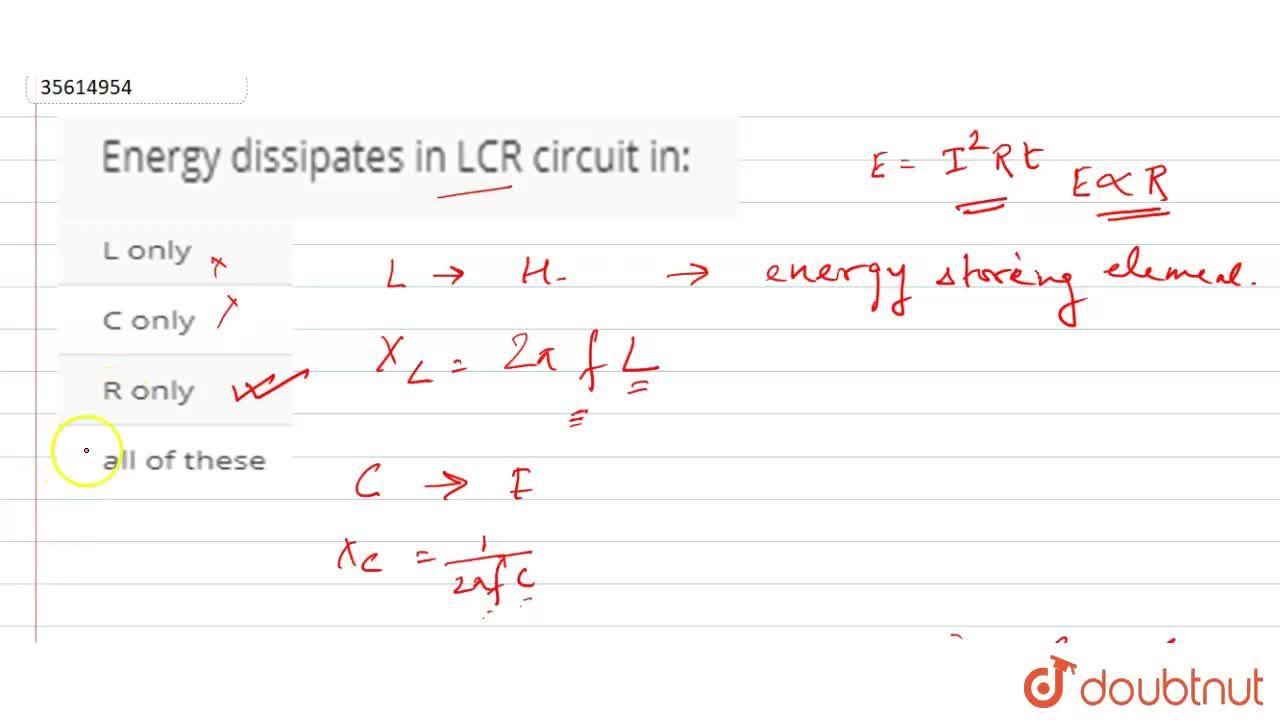 Dissipated rlc, energy circuit in in power