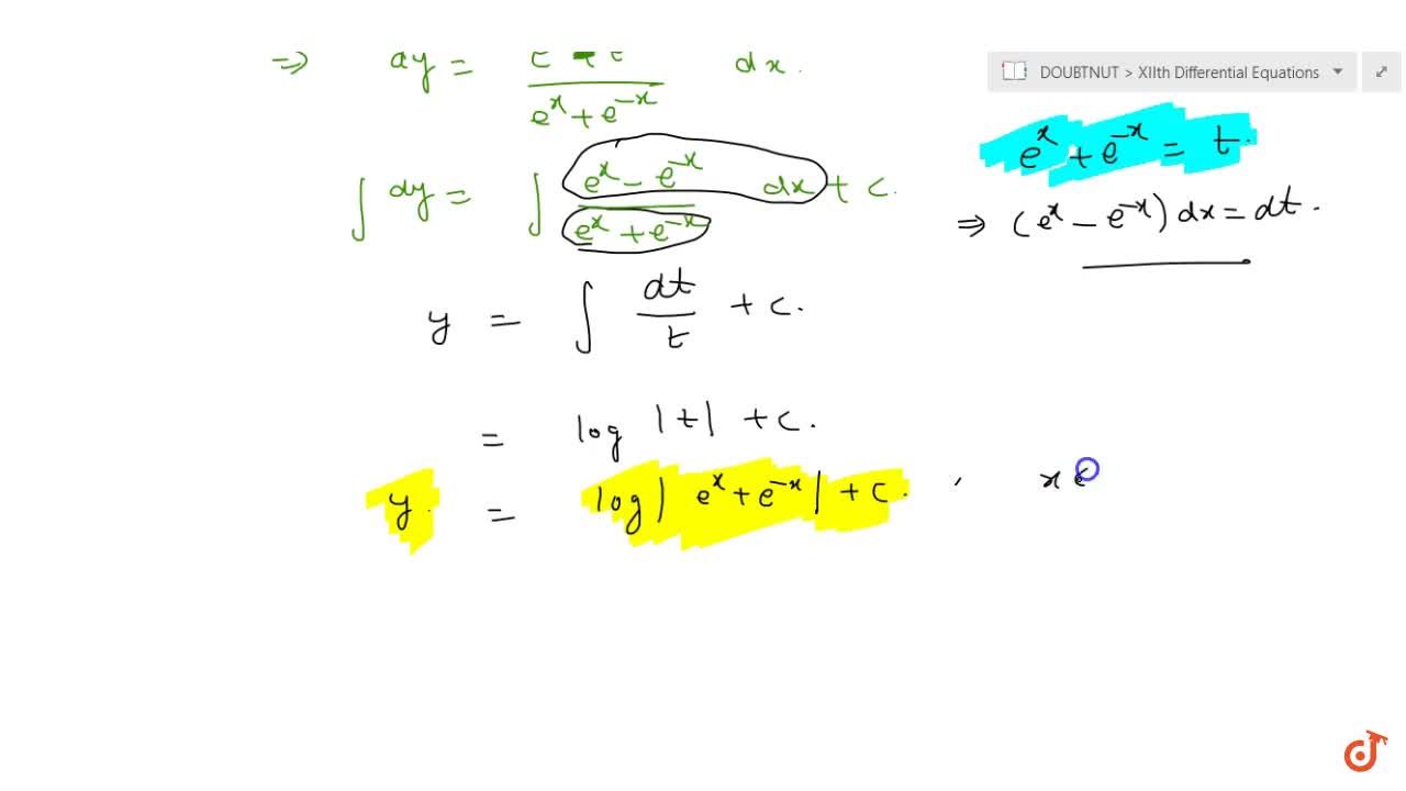 Solve E X E X Dy Dx E X E X