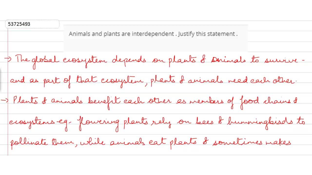 Animals and plants are interdependent . Justify this statement .