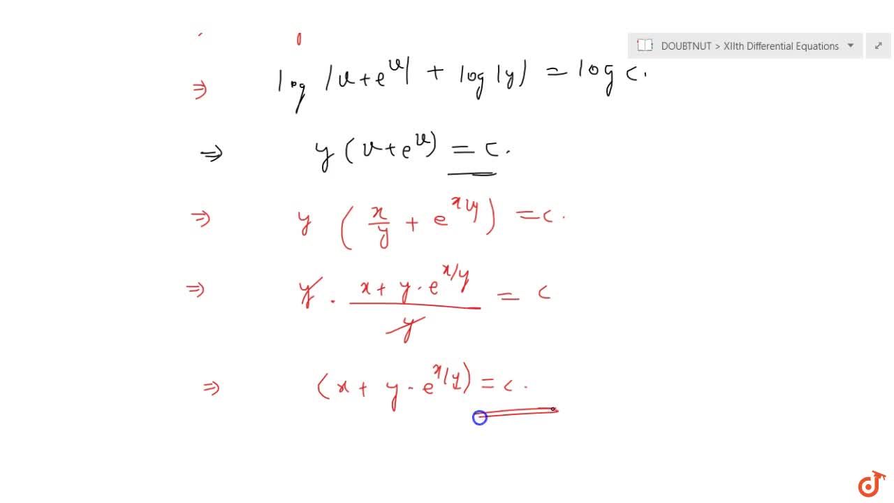 Solve The Following Differential Equation 1 E X Y Dx E X Y 1 X Y Dy 0