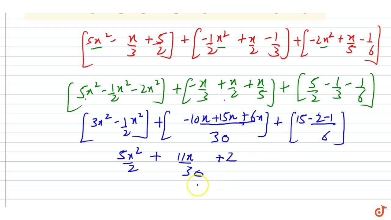 Add 5x 2 1 3x 5 2 1 2x 2 1 2x 1 3a N D 2x 2 1 5x 1 6dot