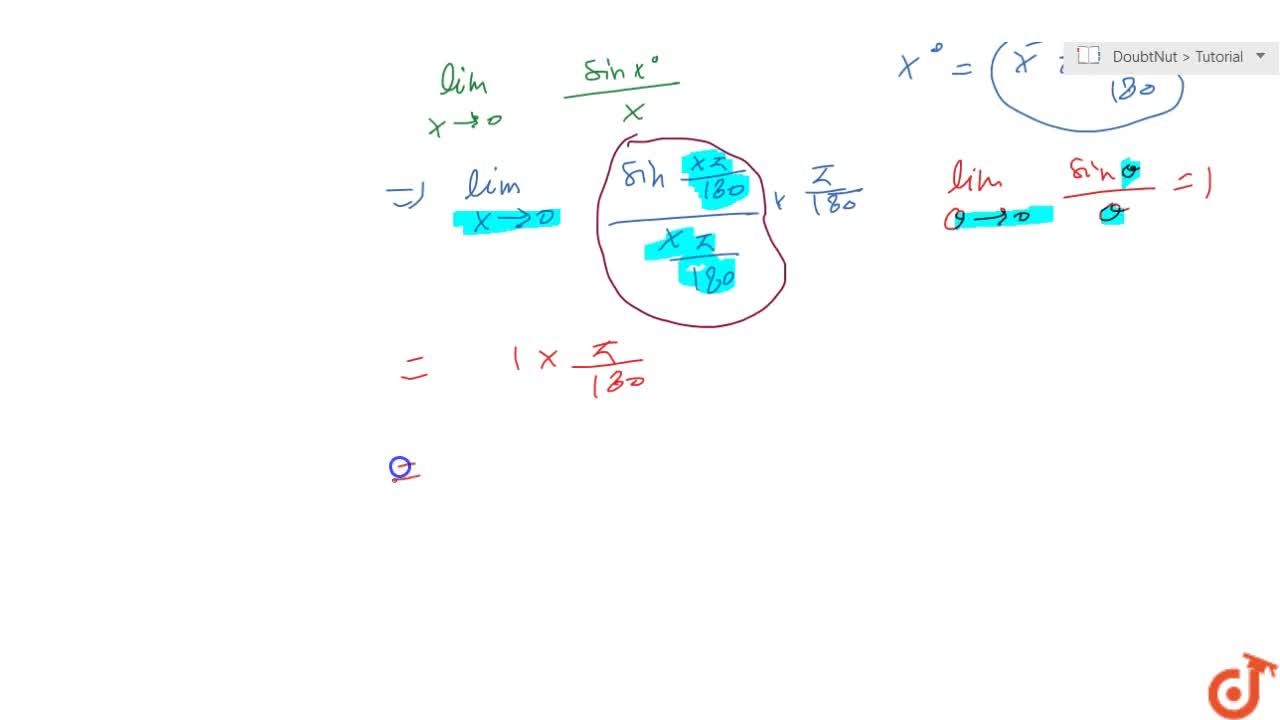 Write The Value Of Lim X 0 Sinx 0 X