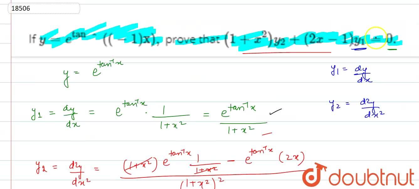 If Y E Tan 1 X Prove That 1 X 2 Y2 2x 1 Y1 0