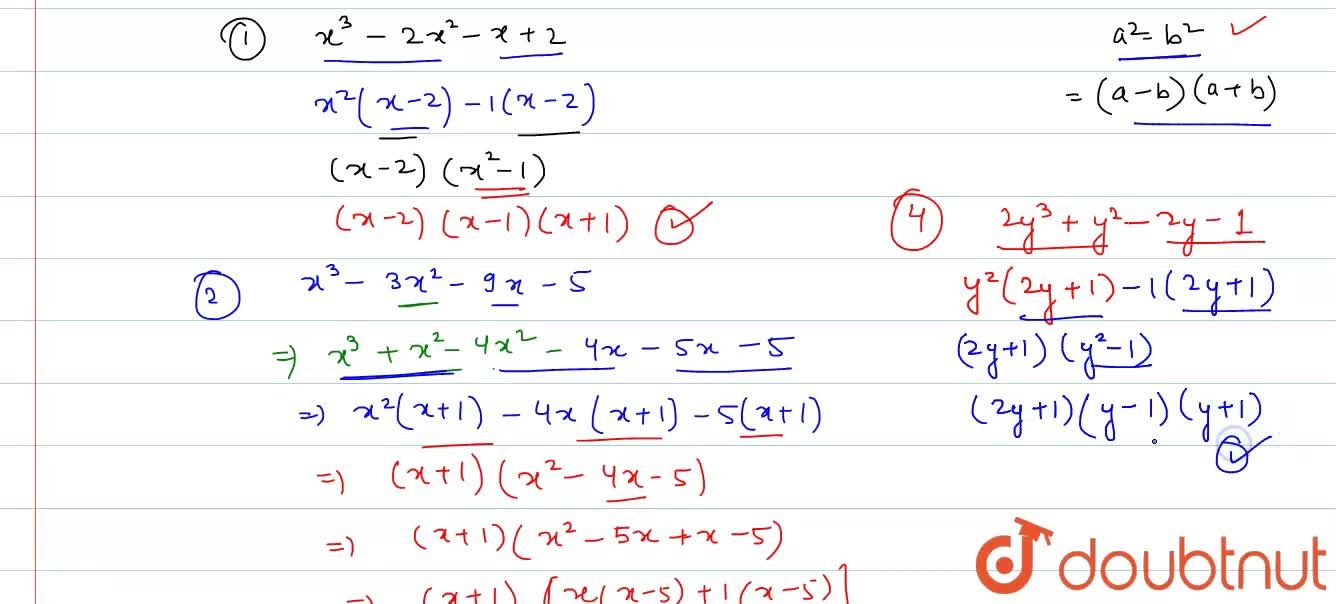 Factorise I X 3 2x 2 X 2 Ii X 3 3x 2 9x 5 Iii X 3 13 X 2 32 X Iv 2y 3 Y 2 2y 1