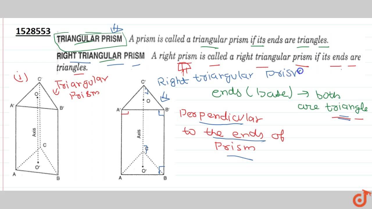 Triangular prism a prism is called triangular prism if its ends are  triangles.