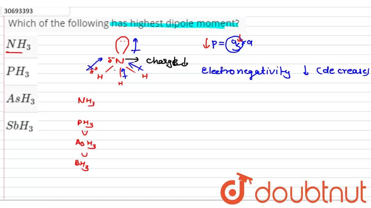 Which Of The Following Has Highest Dipole Moment? Which Of The Following Has Highest Dipole Moment?