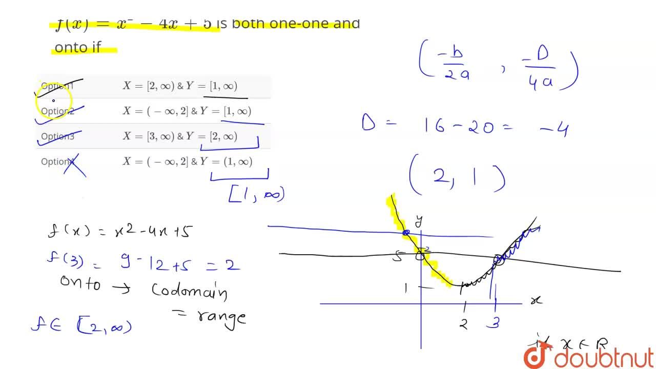 The Function F Xtoy Defined By F X X 2 4x 5 Is Both One One And Onto If