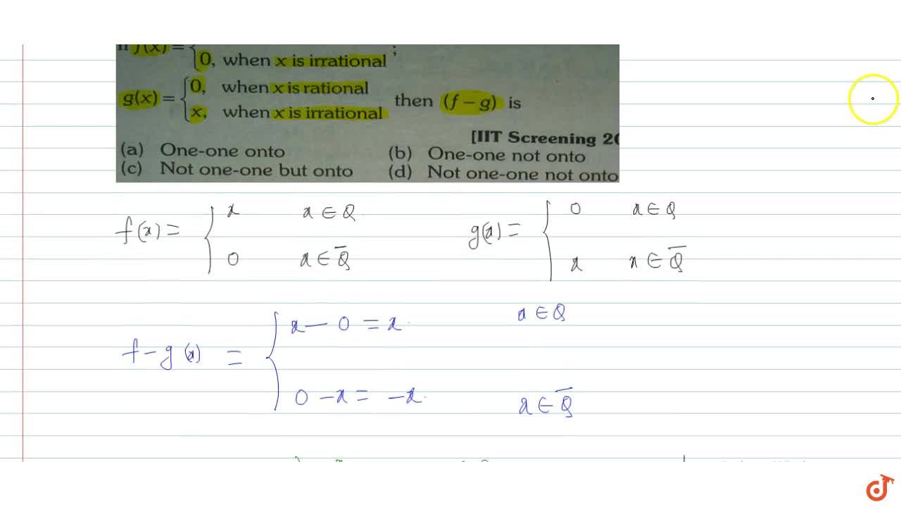 If F X X When X Is Rational And 0 When X Is Irrational G X 0 When X Is Rational And X When X Is Irrational Then F G Is