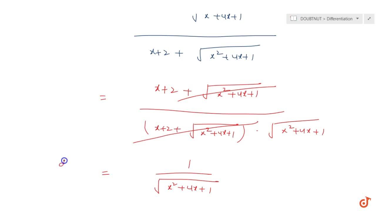 Differentiate Log X 2 Sqrt X 2 4x 1 With Respect To X